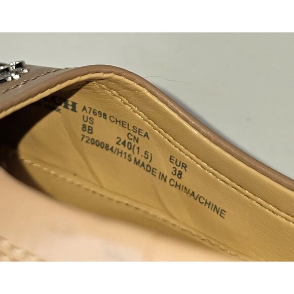 Coach Chelsea Women's Caramel Leather Ballet Flats With Silver Cap Toe Sz 8B 273 - Picture 6 of 16